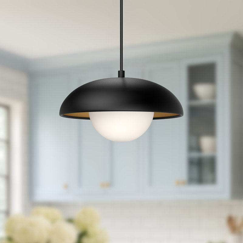 Luminaire suspendu géométrique unique à 1 lumière Alessia, H 6,375 po x l 10,875 po x P 10,875 po, Noir mat
