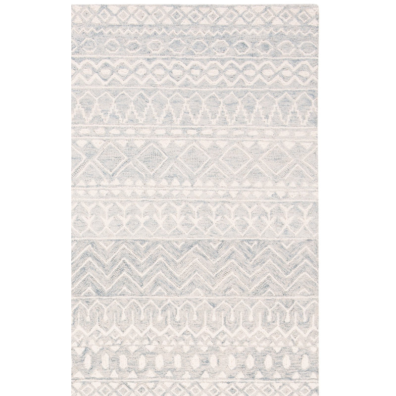 Tapis rayé en laine et coton touffeté à la main Heritage, Carré 7 pi