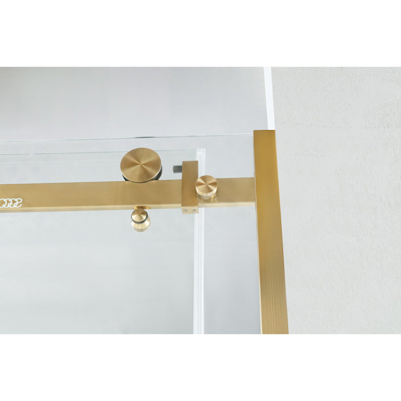 Kingston Brass 60-Inch Acrylic Rectangular 3-Wall Anti-Skid Alcove Tub With Tub Door, Hand Drain, Brushed Brass, Right