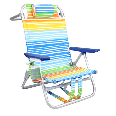 Chaises de plage à dos (ensemble de 2), chaise de camping pliante robuste avec grandes poches