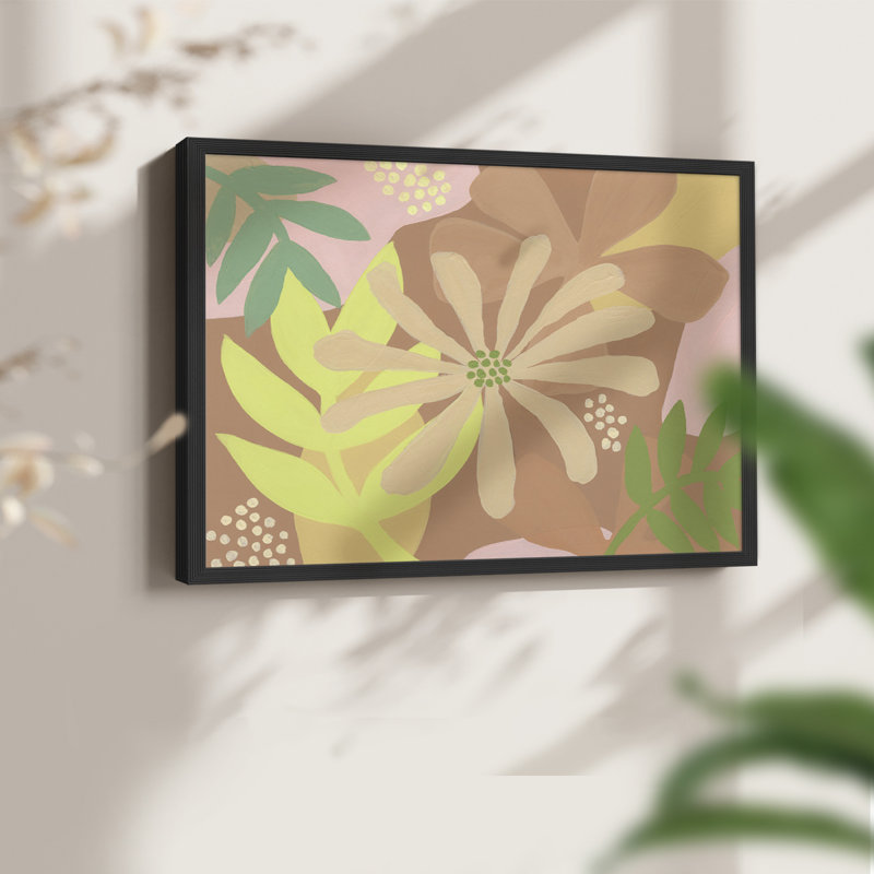 Fleurs neutres II - reproduction encadrée - réaménageable, H 8 po x l 10 po, Noir, noir, noir, noir