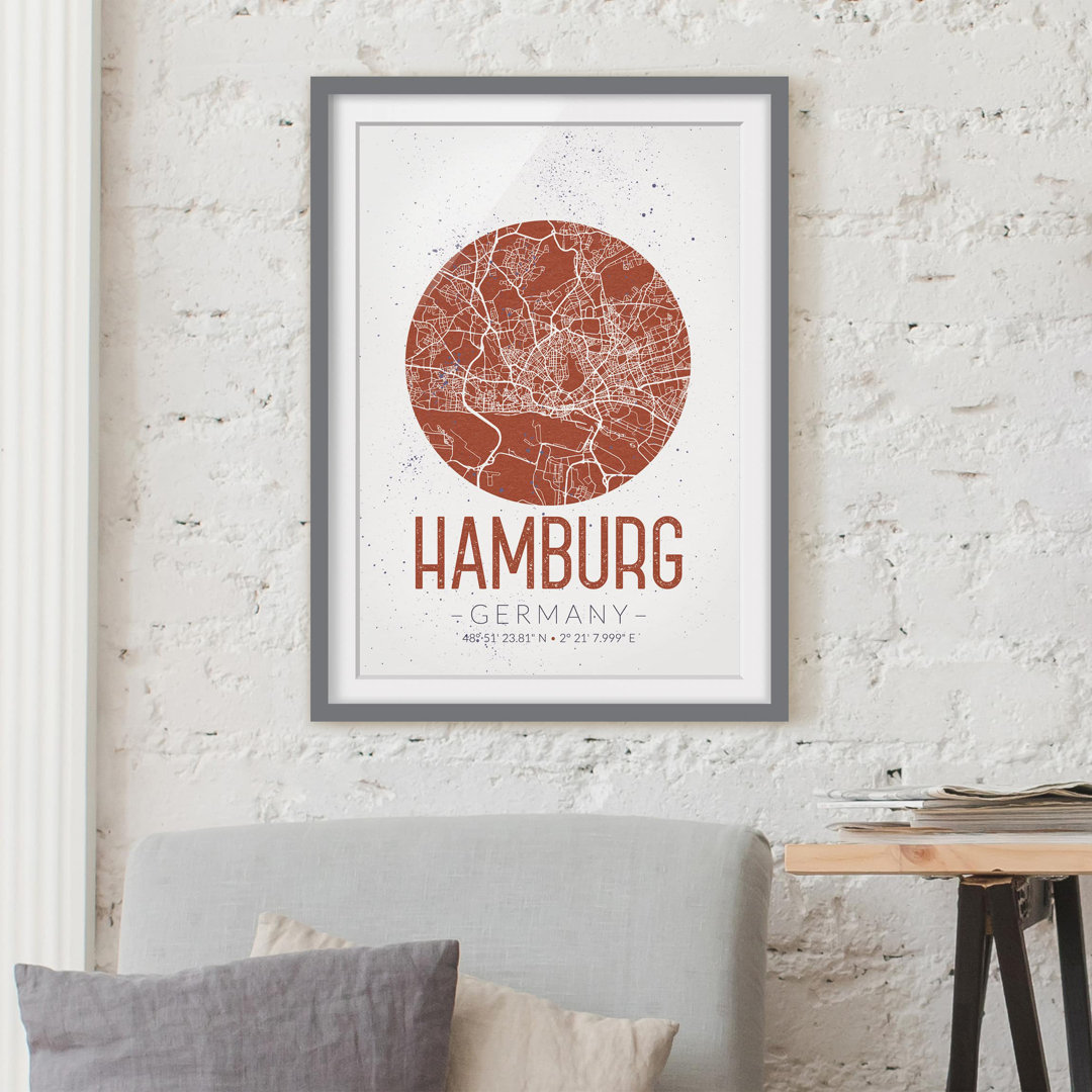 Gerahmtes Poster Retro Hamburg Street Map