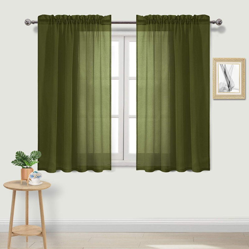 2 Panels White Sheer Curtains, Elegant Rod Pocket Solid Color Window Treatments, Home Decor Voile Sheer Drapes with Light Through for Bedroom/Living Room
