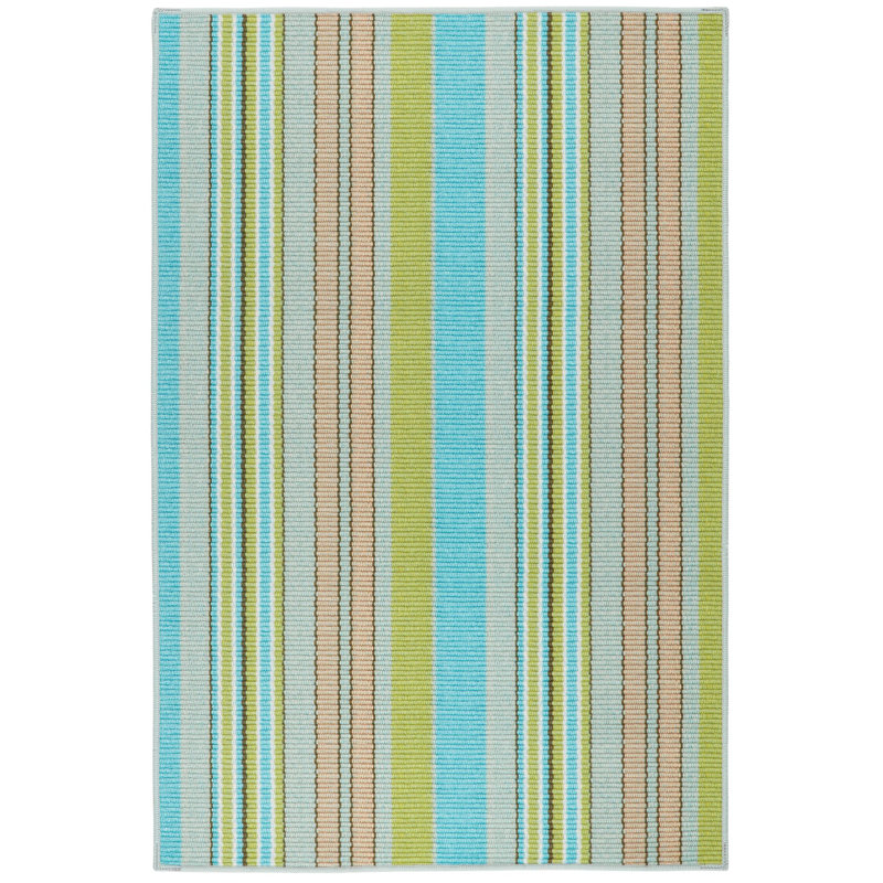 Aquinnah Ticking Multi Machine Washable Rug, Rectangle 6' x 9'