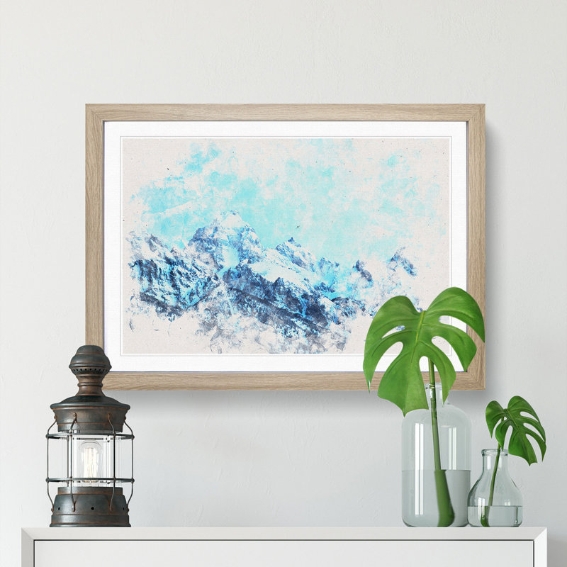 Mountain Blues - Picture Frame Graphic Art Print, 33cm H x 45cm W x 2cm D, Oak Framed