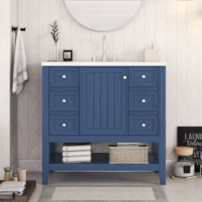 Bathroom Vanity with Sink Combo, One Cabinet and Six Drawers