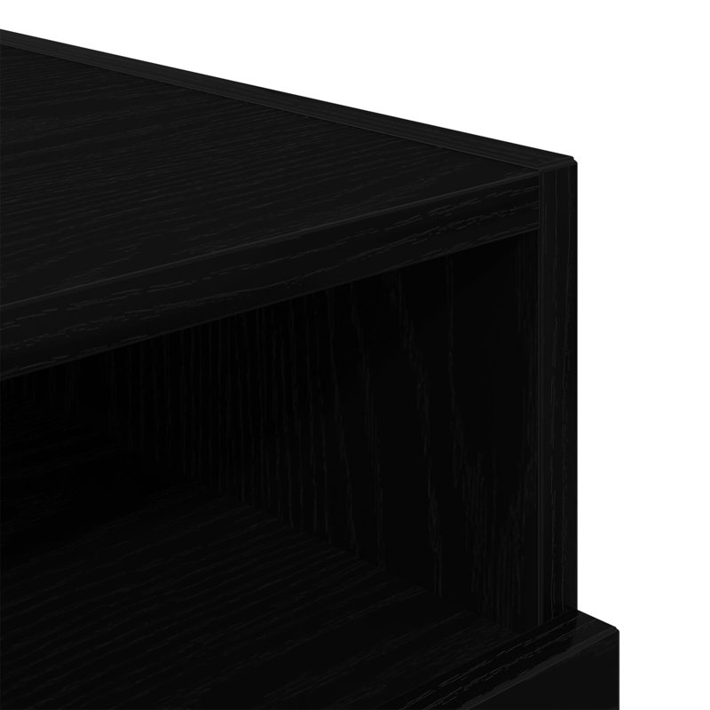Bedside Cabinet Compact Storage, Black Oak