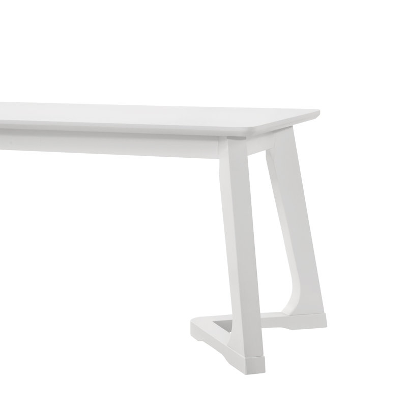 Nema 4 Piece Solid Back Side Chair Set with Bench, Light Gray, White