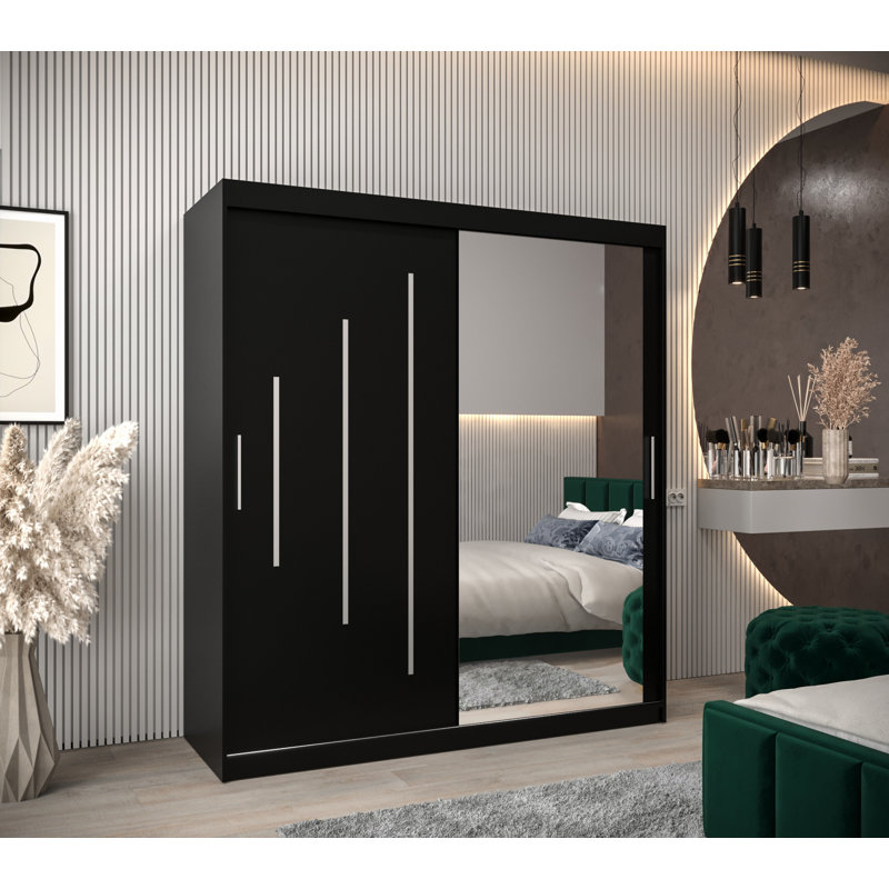 Arthel 2 Door Manufactured Wood Wardrobe, Black Matt