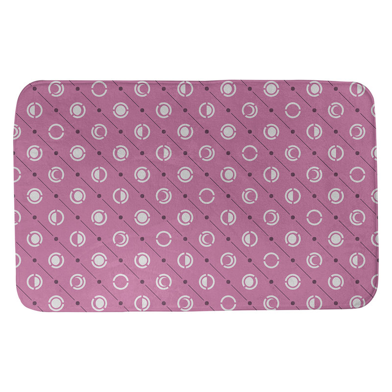 Tapis de bain géométrique antidérapant en microfibre Moon phases, l 17 po x L 24 po, Rose/noir