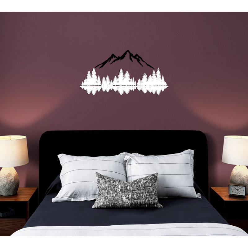 Montagne et forêt, ensemble de 2 décorations murales en métal Art déco, H 15 po x l 30 po x P 0,5 po