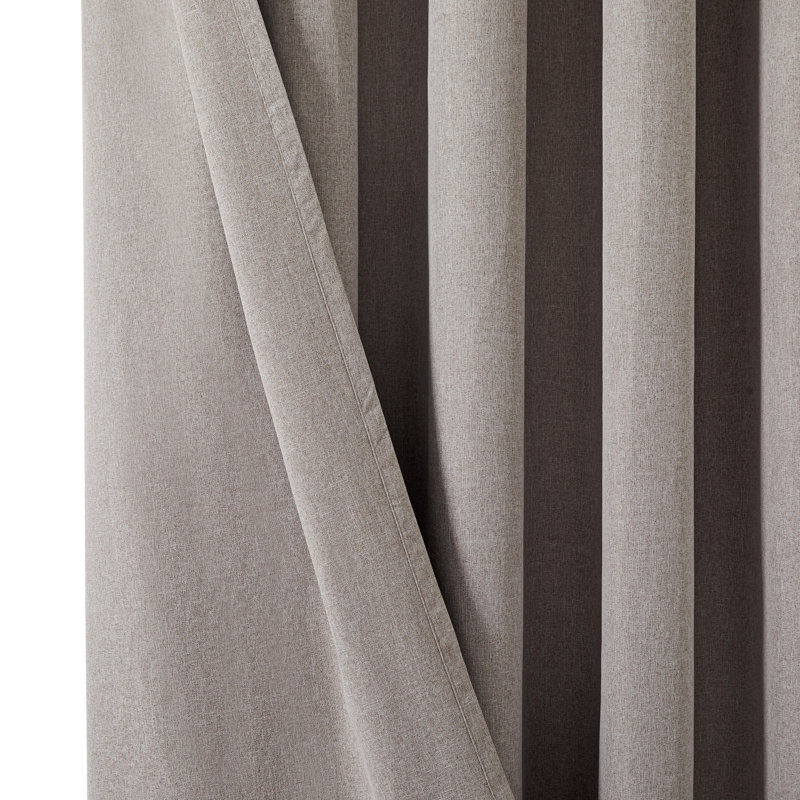Linen Blend Blackout Curtain Panel Pair, Mocha, 168cm Width x 183cm Drop