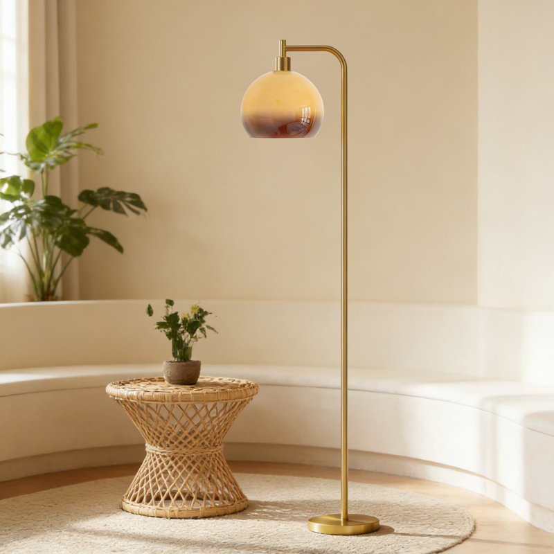 Modern Floor Lamp With Gradient Glass Shade - 67 Inch Standing Lamp For Living Room, Bedroom, Or Office - Includes Bulb, Heavy Base, And Convenient Pedal Switch