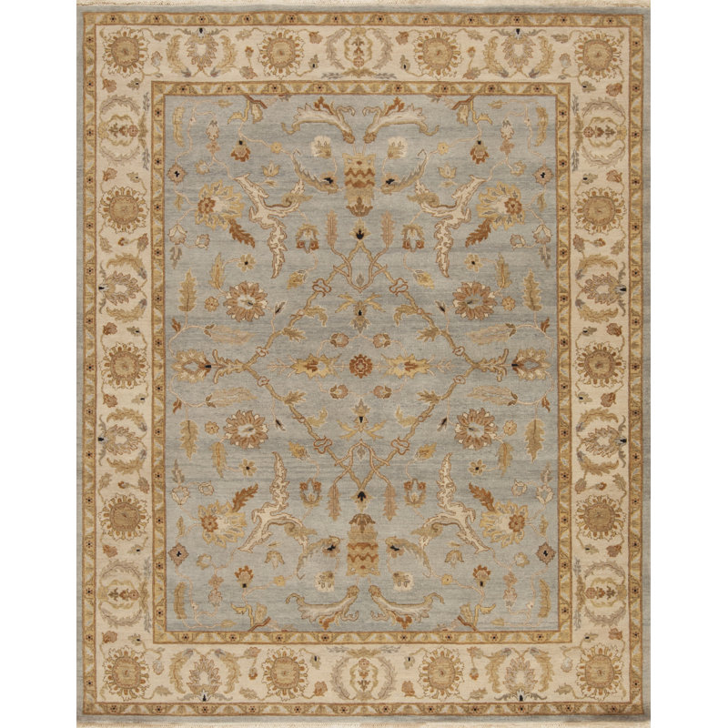 Caribbean Sea Hand Knotted Wool Area Rug, Rectangle 8' x 10'