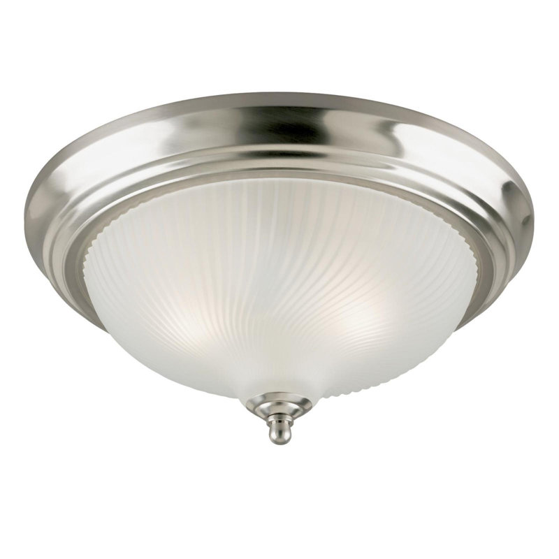 Plafonnier encastré 13 po 2 lumières Aurelia, Nickel brossé