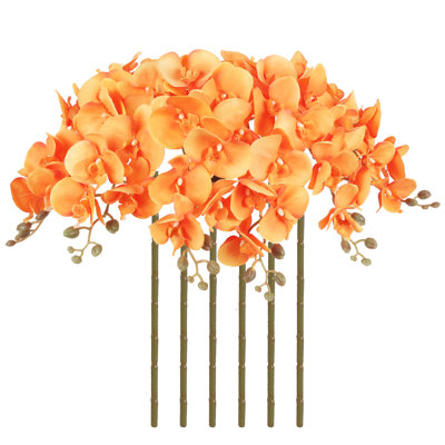 6 PCS Faux orchidées velours orchidées 38 pouces orchidées fleurs artificielles vrai look longues fleurs artificielles pour grand vase pour la maison décoration de mariage