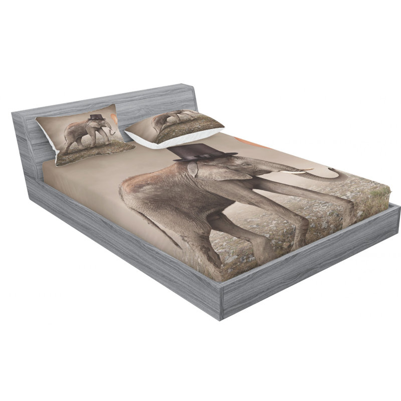 Elephant Microfiber Sheet Set, Full Sheet Set + Fitted Sheet + 2 Pillowcases