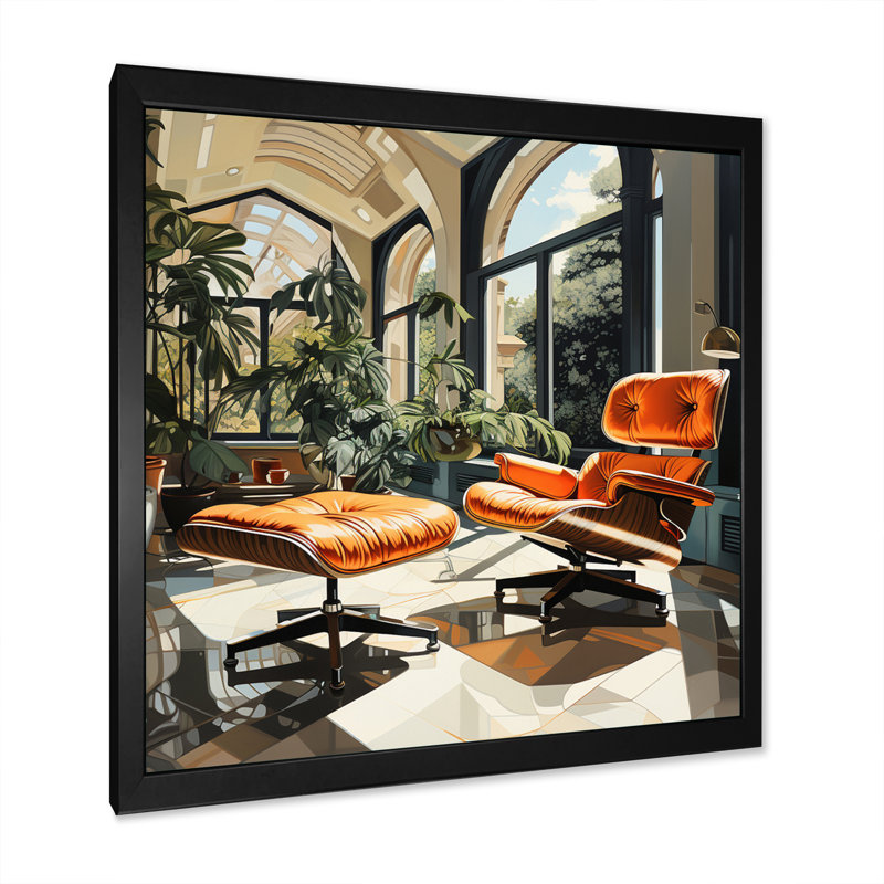 Chaises emblématiques Coral Green Mid Century - impression, Cadre photo noir, H 16 po x l 16 po x P 1 po