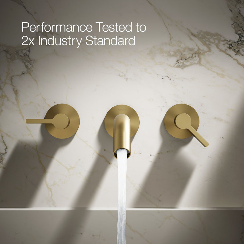 Components Wall-Mount Bathroom Sink Faucet Trim, Vibrant Brushed Moderne Brass