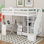 Lit mezzanine simple avec bureau en L et tiroirs, armoire et escalier de rangement