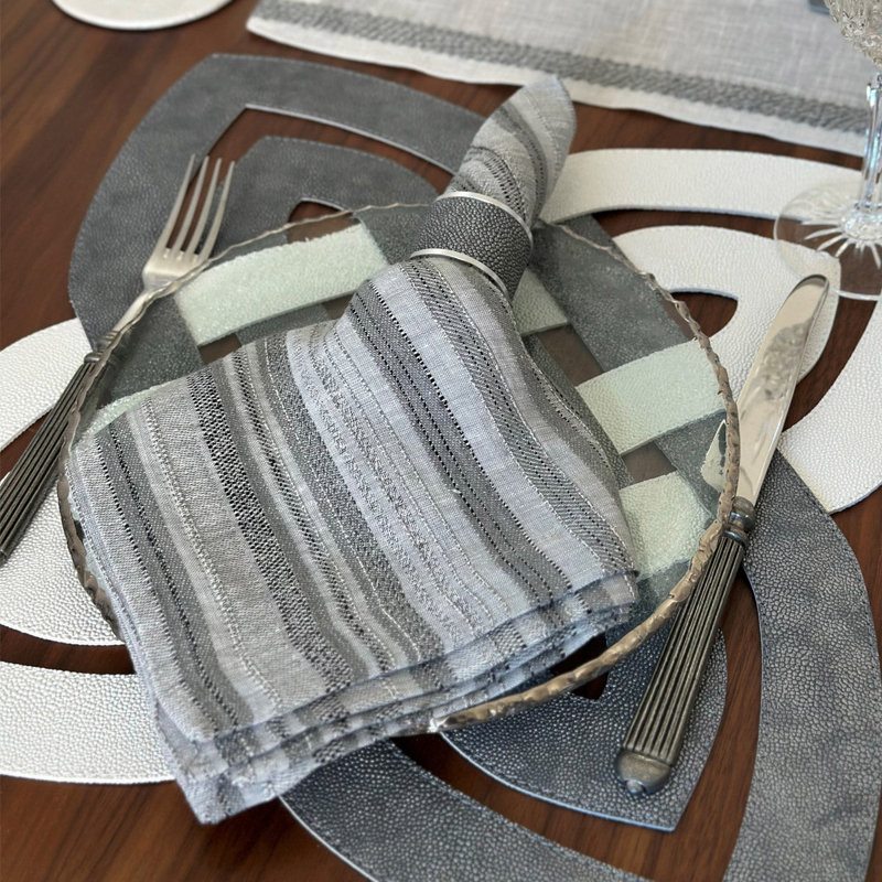 Archer Vinyl Square Placemats, Gray/Charcoal