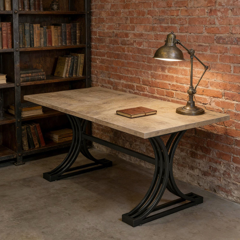 Bureau d'ordinateur de luxe, espace de travail spacieux, pieds en métal élégants, idéal pour les espaces d'étude, montage rapide, noir et gris, largeur 80,5 cm, bureau classique au design soigné, bureau à domicile polyvalent, pieds en demi-lune