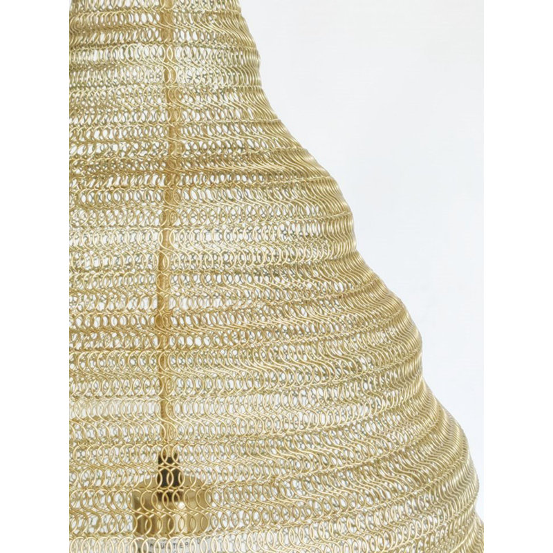 Transitional 1 Light Gold Iron Basket Pendant, Gold, 92" H x 16" W x 16" D