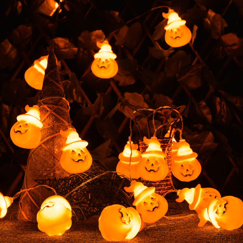 20Pcs 10ft Halloween LED Pumpkin String Lights Lantern Warm Lighting Home Party Detor