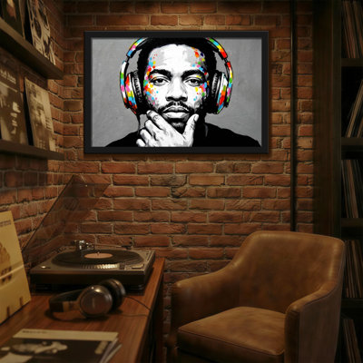 Fashion Colorful Headphones Portrait Art Print