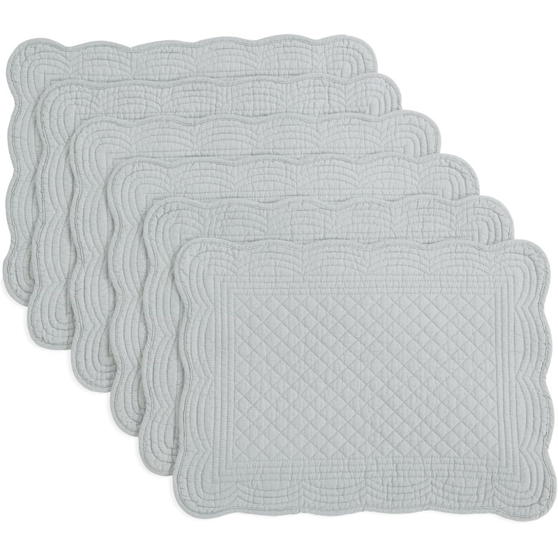 Ensembles de table rectangulaires en coton matelassé gris pâle (paquet de 6)