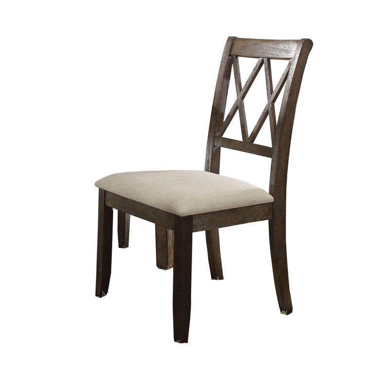 Ensemble de 2 chaises d'appoint en lin beige et brun récupéré