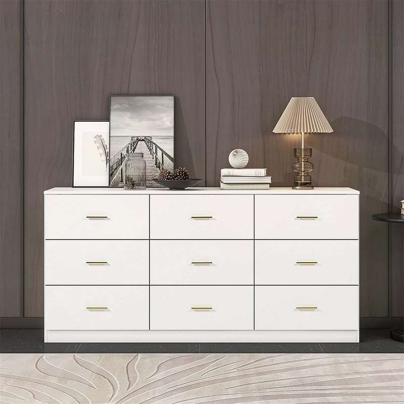 Commode moderne à 9 tiroirs pour la chambre à coucher - Vaste commode avec rangement, robuste et sécuritaire