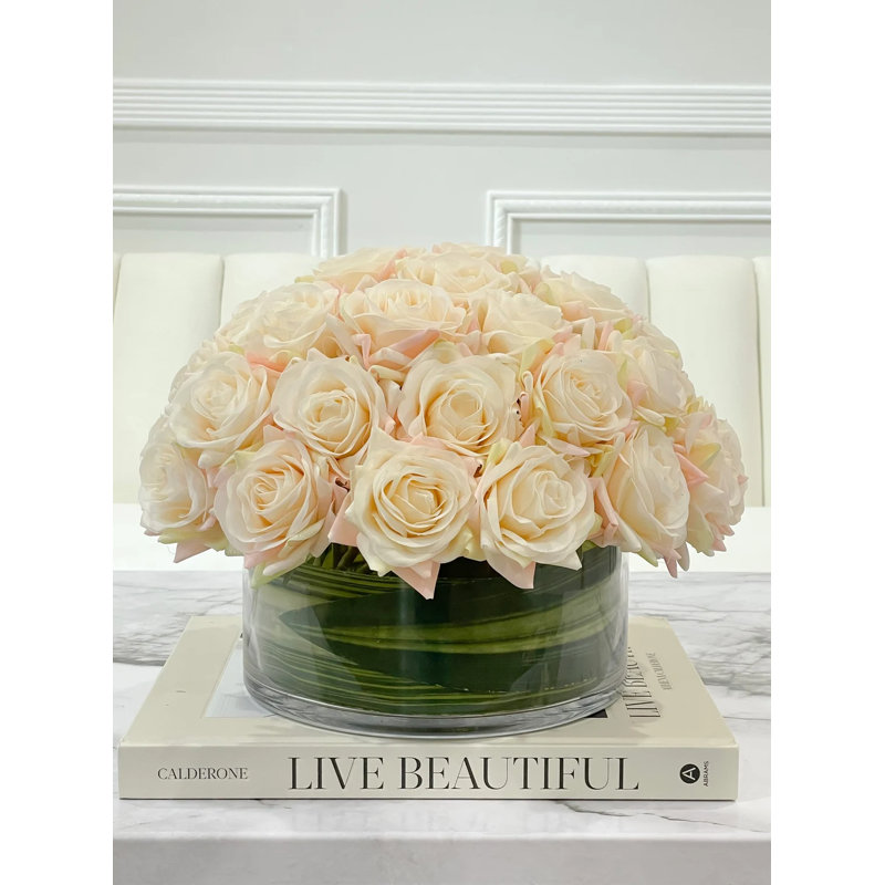 Large Dome Real-Touch Rose Centerpiece, Champagne 