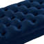 Fauteuil de chambre en velours bleu marine avec banc à boutons en bois-693464860