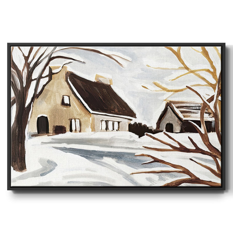 Winter Cottage II, reproduction d'art sur toile, Noir, H 17 po x l 25 po x P 1,5 po