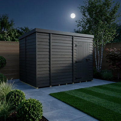 Total Sheds 10ft x 7ft Composite Pent Garden Shed - Single Door - No Windows - EPDM Rubber Roof - UK Manufactured