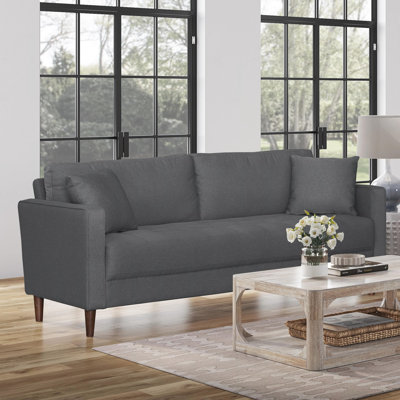 Contemporary Sofa Gray Fabric Upholstered Plush Cushion Tufted Detail Living Room Furniture 1pc