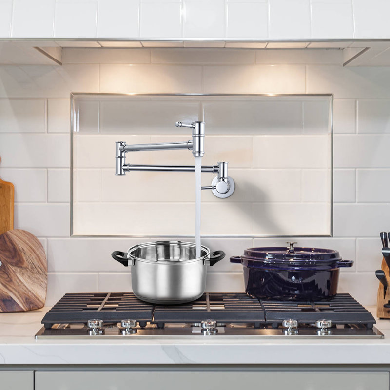 Robinet de cuisine mural, Chrome poli