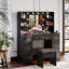 110cm Dressing Table With Power Outlet And Dryer Hook Modern Bulb Light Makeup Vanity-90092253