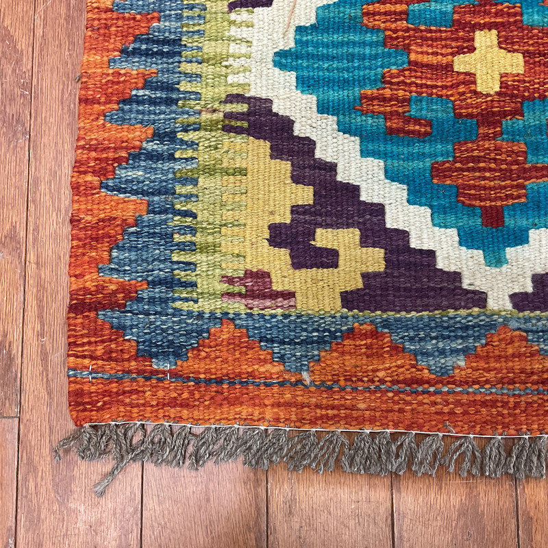 Tapis unique brun / bleu / beige de 1 pi 8 po Jermarcus
