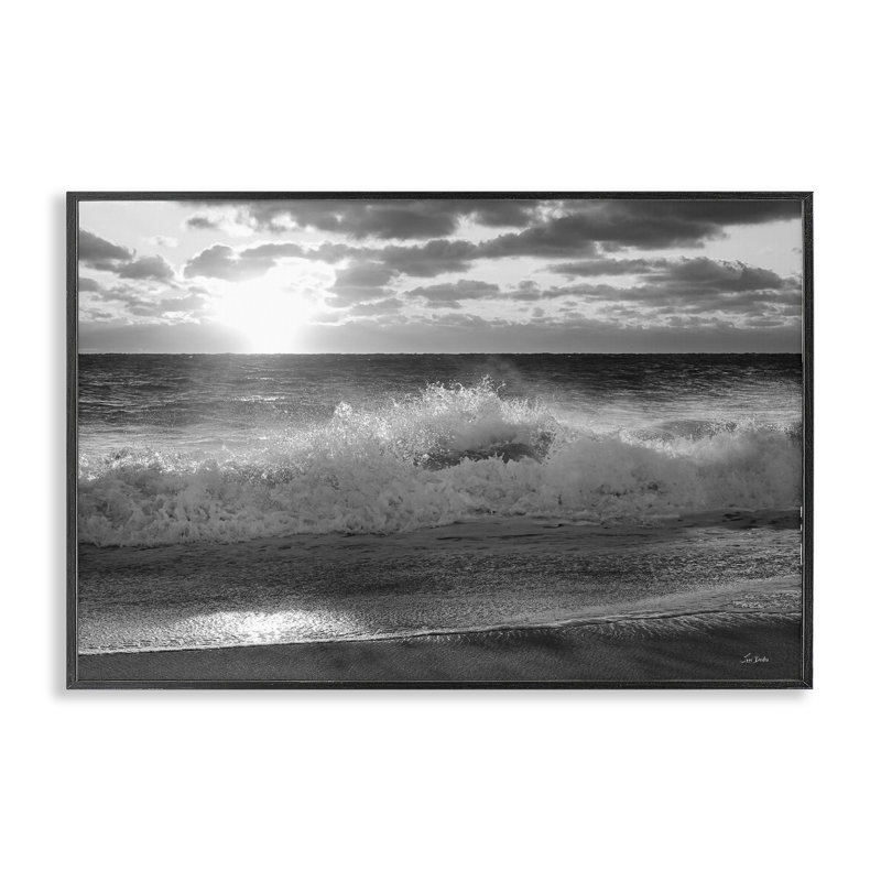 Crashing Sea Waves, estampe numérique par Lori Deiter, Giclée encadrée noir minuit, H 16 po x l 24 po