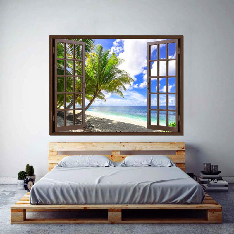 Murale feuillue ombre de palmier, L 36 po x L 48 po
