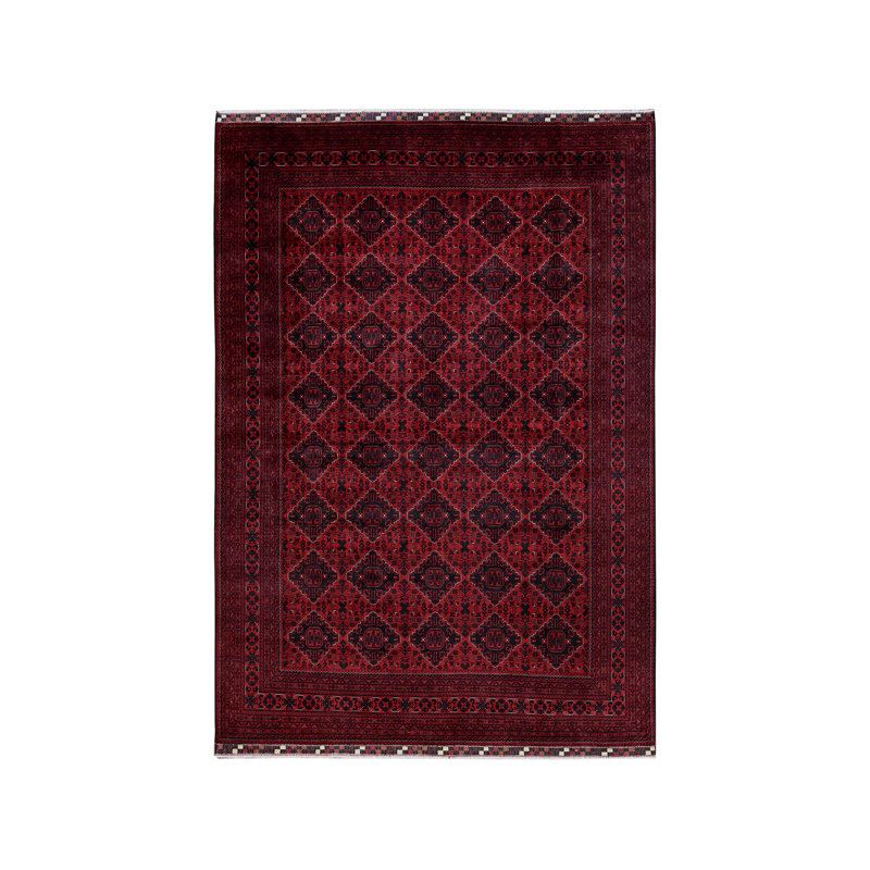 Tapis oriental rouge en laine noué à la main 9 pi 9 po x 13 pi 10 po - MOA102772