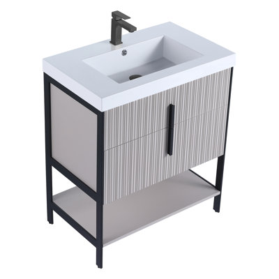  Meuble-lavabo moderne avec plateau en gel acrylique blanc Serenity