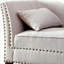 Banc de salon moderne avec garniture cloutée beige en lin et coussin pour adultes