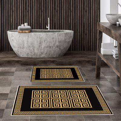 Ensemble de luxueux tapis de bain (2 pièces), 100% polyester, antidérapant, antibactérien | Dimensions: 19,7 po x 23,6 po et 23,6 po x 39,4 po | Tissu ultra-absorbant et facile à nettoyer, lavable à la machine à 86 ° F | Parfait pour la salle de bain ou le spa