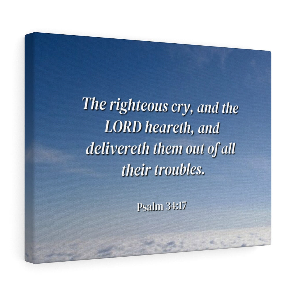 Blue Elephant The Righteous Cry Psalm 34:17 - Wrapped Canvas Typography ...
