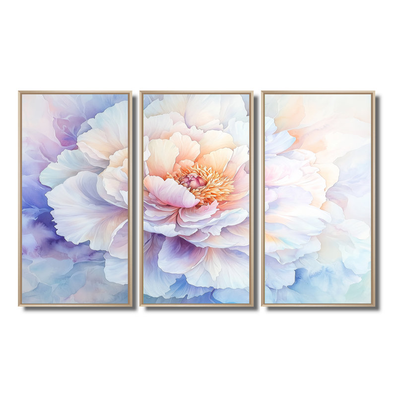 Pivoine de printemps en pleine floraison II - ensemble d'art mural pivoine, H 28 po x l 36 po, Naturel