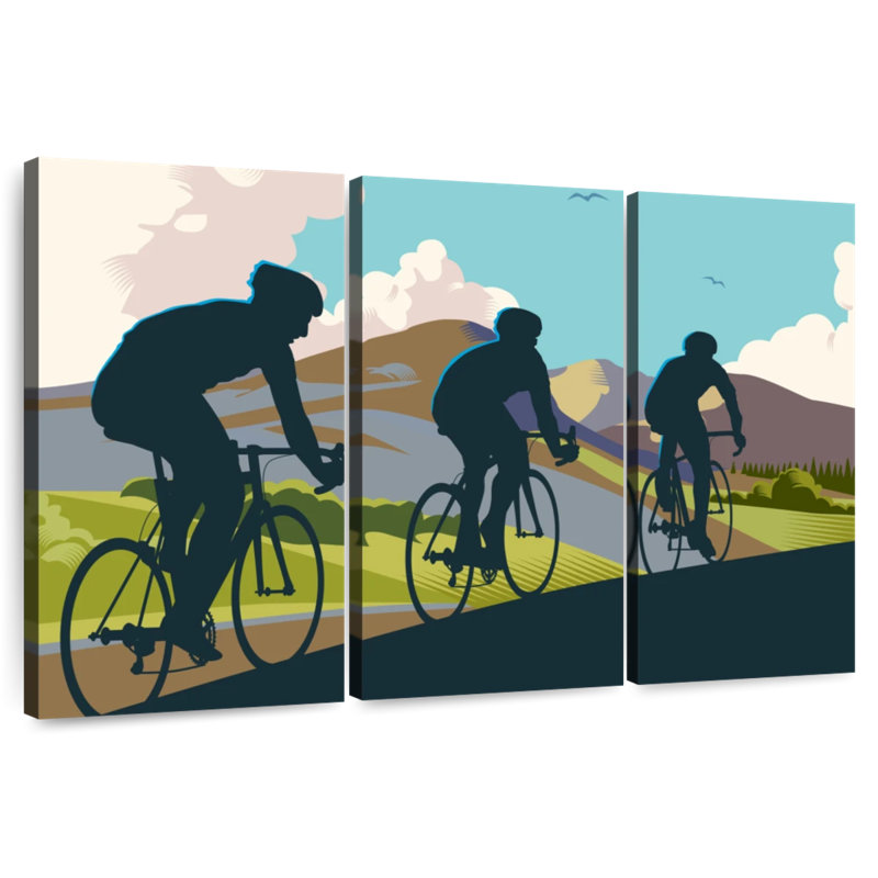 Sireci Three Cyclists, 32" H x 50" W