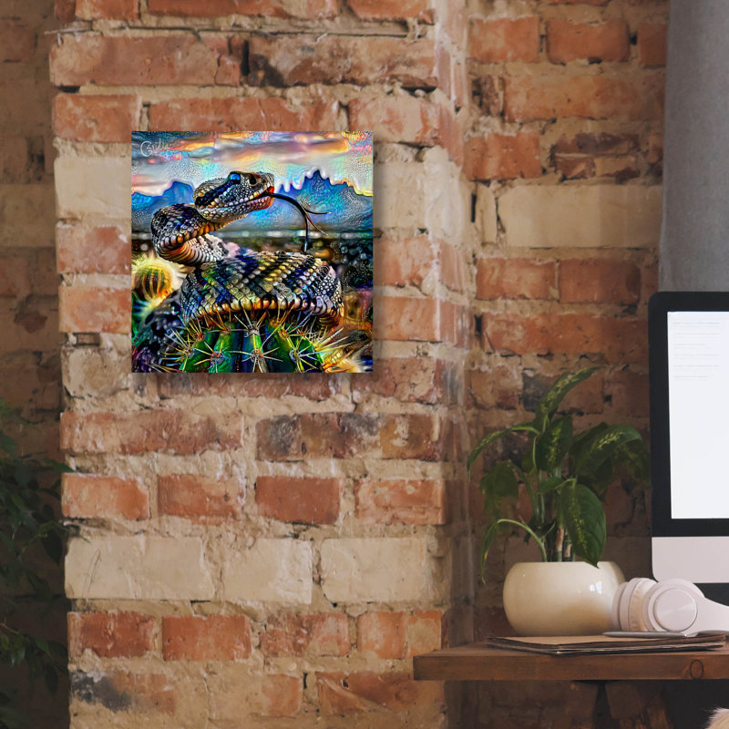 Toile épique Graffiti «Viper Snake Rattlesnake» par Pierre Gavidia, 12 po x 12 po, H 12 po x l 12 po